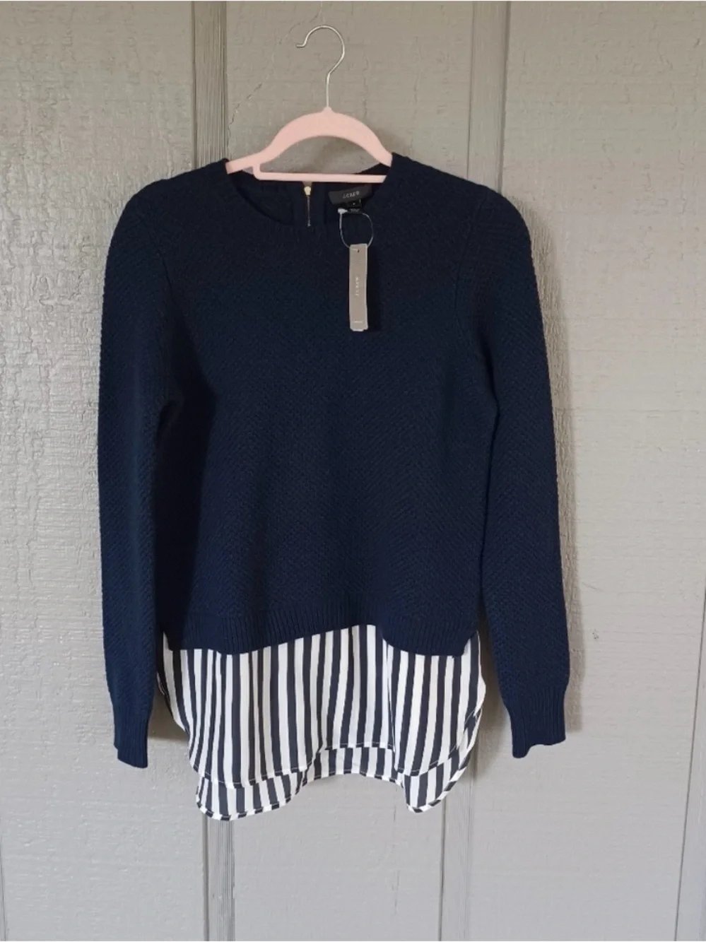 J Crew Mixed Media Wool Silk Sweater Size S Women Preppy Long Sleeve Crew Neck